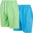 thumbnail image 1 of Men's Quick Dry Cargo Swim Trunks, Board Shorts with Mesh Lining, Lime/Turquoise, X-Large, 1 of 4