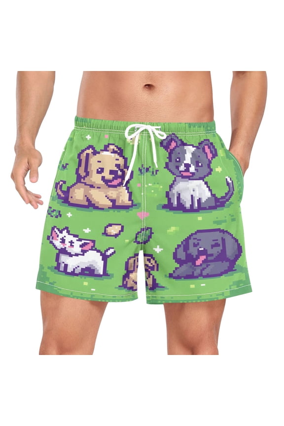 Men's Quick Dry Casual Beach Shorts Classic Animal Icons with Pockets, Lightweight Swim Trunks for Surfing Gym