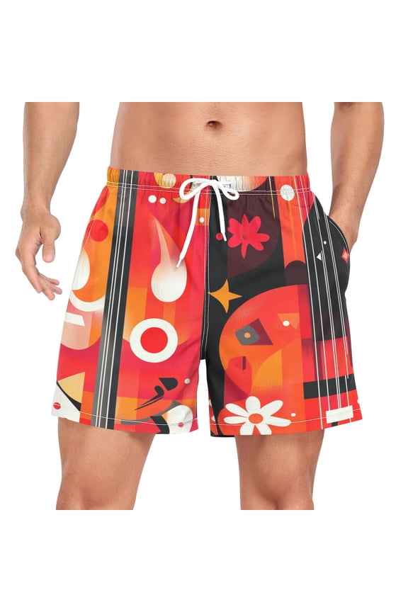 Men's Quick Dry Casual Beach Shorts Jazz and Rhythm with Pockets, Lightweight Swim Trunks for Surfing Gym