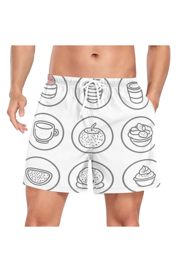 Men's Quick Dry Casual Beach Shorts Minimalist Food Icon with Pockets, Lightweight Swim Trunks for Surfing Gym
