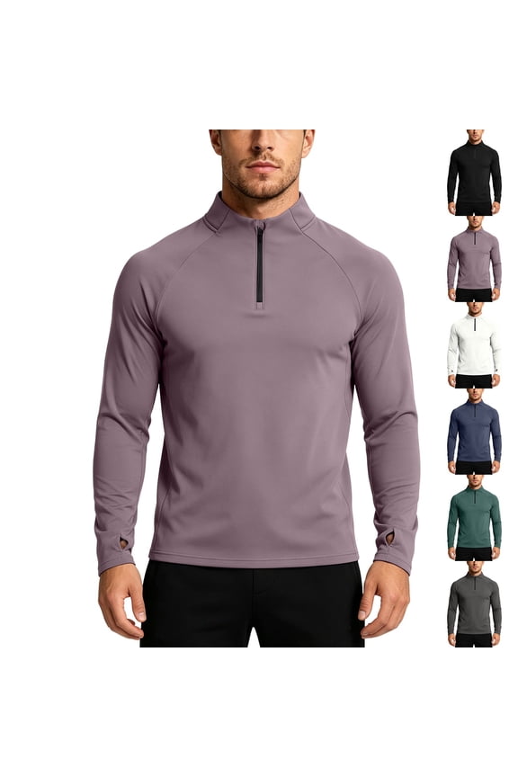 Men's Quick Dry Compression Shirt Long Sleeve Tops Half Zip Pullover Base Layer Moisture Wicking Athletic Sportswear Running Training Fitness Essential Workout | JASKFLY,Army Green L
