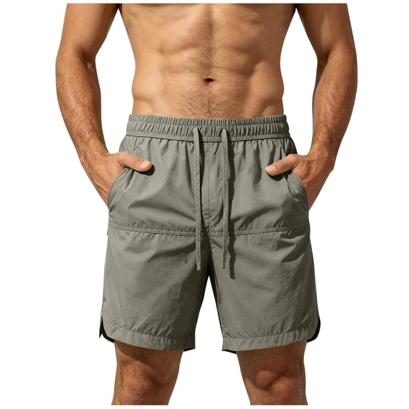 Men's Quick Dry Cooling Athletic Shorts, Elastic Waist Drawstring Breathable Workout Shorts with Pockets for Running, Gym & Casual Wear Size S-5XL Army Green