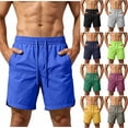 thumbnail image 1 of Men's Quick Dry Cooling Athletic Shorts, Elastic Waist Drawstring Breathable Workout Shorts with Pockets for Running, Gym & Casual Wear Size S-5XL Blue, 1 of 9