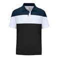 thumbnail image 1 of Men's Quick Dry Golf Shirts Moisture Wicking Performance Color Block Casual Short Sleeve Polo Shirt Black White,2XL, 1 of 8