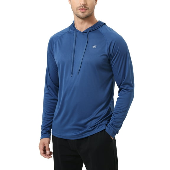 Weilanxin Men's Quick Dry Hooded Tops Lightweight Thin Long Sleeve Running Hiking Fishing Rash Guard Hoodies Outdoor T-Shirt Darkblue 2XL