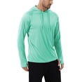 thumbnail image 1 of Men's Quick Dry Hooded Tops Lightweight Thin Long Sleeve Running Hiking Fishing Rash Guard Hoodies Outdoor T-Shirt Lightgreen M, 1 of 8