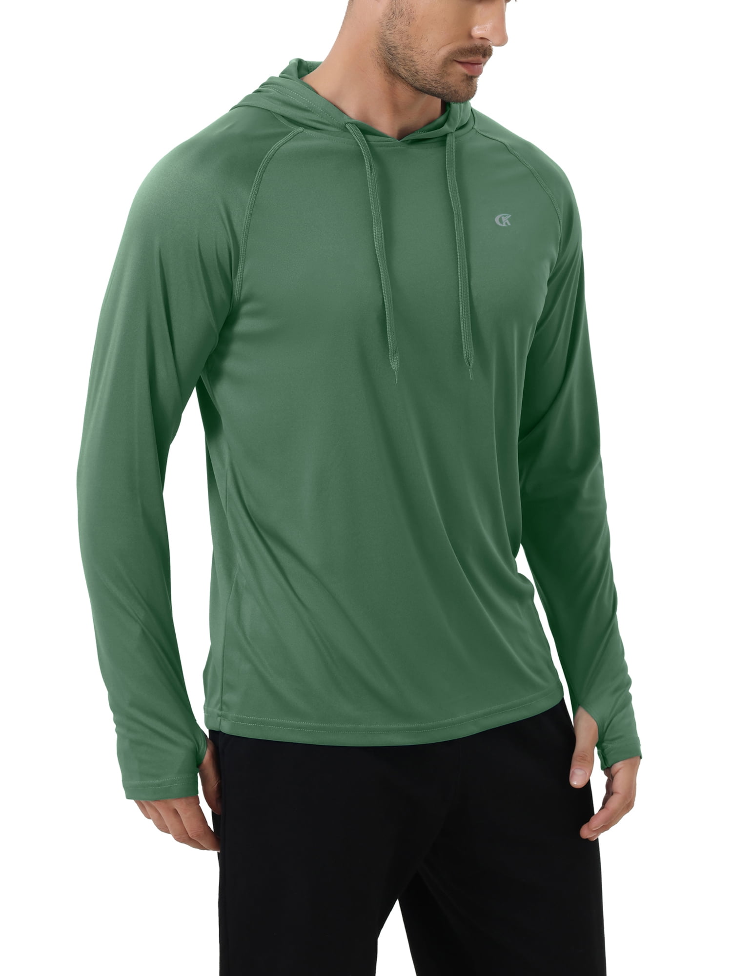 WEILANXIN Store Weilanxin Men's Quick Dry Hooded Tops Lightweight Thin Long Sleeve Running Hiking Fishing Rash Guard Hoodies Outdoor T-Shirt Olivegreen M