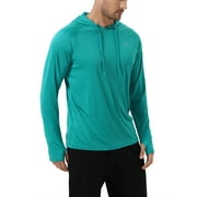 Weilanxin Men's Quick Dry Hooded Tops Lightweight Thin Long Sleeve Running Hiking Fishing Rash Guard Hoodies Outdoor T-Shirt Peacockblue S