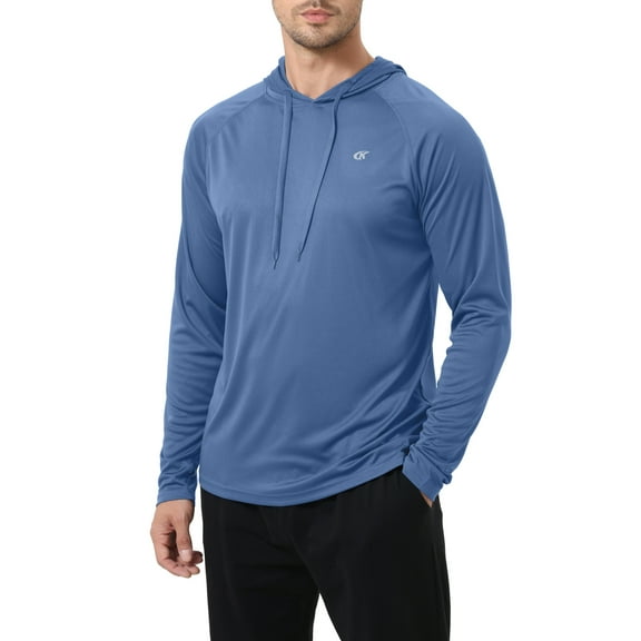 Weilanxin Men's Quick Dry Hooded Tops Lightweight Thin Long Sleeve Running Hiking Fishing Rash Guard Hoodies Outdoor T-Shirt Stoneblue 2XL