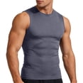 thumbnail image 1 of Men's Quick Dry Ice Silk Tech Stretch Slim Fit Active Crewneck Sleeveless Tank Top Workout Shirt Dark Gray, 1 of 4