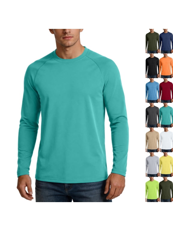 Men's Quick Dry Long Sleeve Rash Guard Shirts UPF 50+ UV Protection Tops Soft Loose Fit Outdoor Shirts for Cycling,M,Turquoise