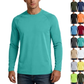 Men's Quick Dry Long Sleeve Rash Guard Shirts UPF 50+ UV Protection Tops Soft Loose Fit Outdoor Shirts for Cycling,S,Turquoise