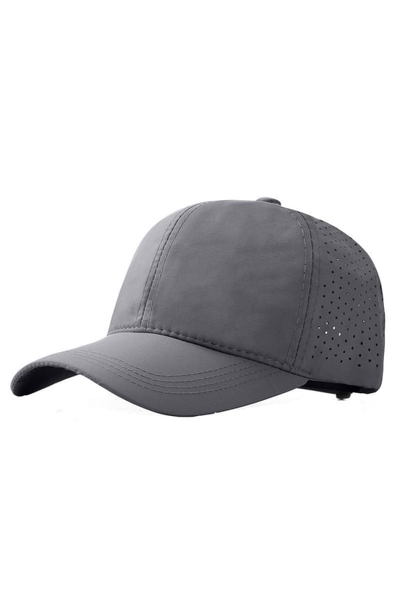 Men's Quick-Dry Mesh Baseball Cap, Breathable Sports Sun Hat for Running, Hiking, and Outdoor Activities, Lightweight Adjustable Cap for Hot Weather, Sun Protection, and Athletic Performance - Grey
