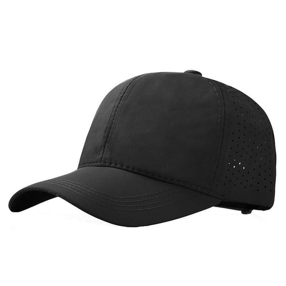Men's Quick-Dry Mesh Baseball Cap, Breathable Sports Sun Hat for Running, Hiking, and Outdoor Activities, Lightweight Adjustable Cap for Hot Weather, Sun Protection, and Athletic Performance - Black
