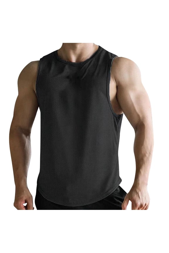 Men's Quick-Dry Mesh Sleeveless Workout Tank Top - Breathable Gym Muscle Shirt for Fitness & Running