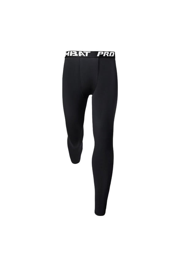 Men's Quick-Dry Polyester Compression Athletic Pants, Muscle Support, Various Sizes