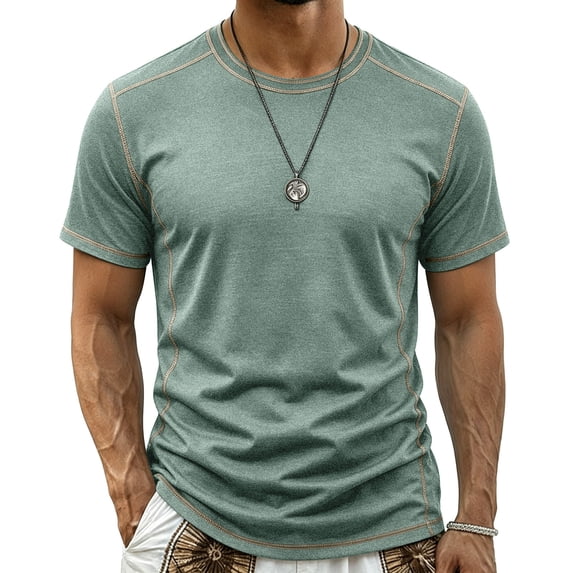 Men's Quick Dry Rash Guard Swim Shirt, UPF 50+ Sun Protection Fishing Water Top, Breathable Short Sleeve Shirt for Water Sports and Outdoor Use Green