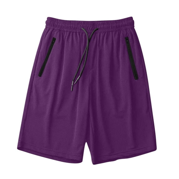 Men's Quick Dry Running Shorts with Zipper Pockets Casual Summer Lightweight Athletic Workout Short Pants Elastic Waist Drawstring Big & Tall