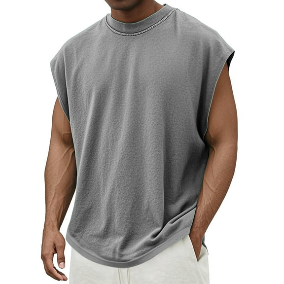 Men's Quick-Dry Running Workout Tank Top Breathable Sleeveless Sports Vest for Casual Fitness Wear Gray Size XXL