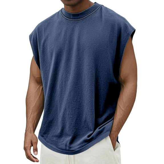 Men's Quick-Dry Running Workout Tank Top Breathable Sleeveless Sports Vest for Casual Fitness Wear Navy Blue Size XXXL