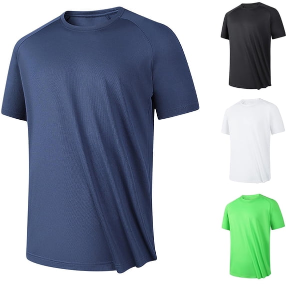 Men's Quick Dry Short Sleeve Running T-Shirt Fitness Shirt Sportswear Top Breathable Round Neck Workout Training Gym Casual Daily Athletic Tee | AESTIVO,Black L