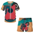thumbnail image 1 of Men's Quick Dry Short Sleeve and Shorts Tracksuit Sets,2 Piece Outfit Music 3D Digital Printing Sportwear Running Jogging Athletic Sports Set, 1 of 3