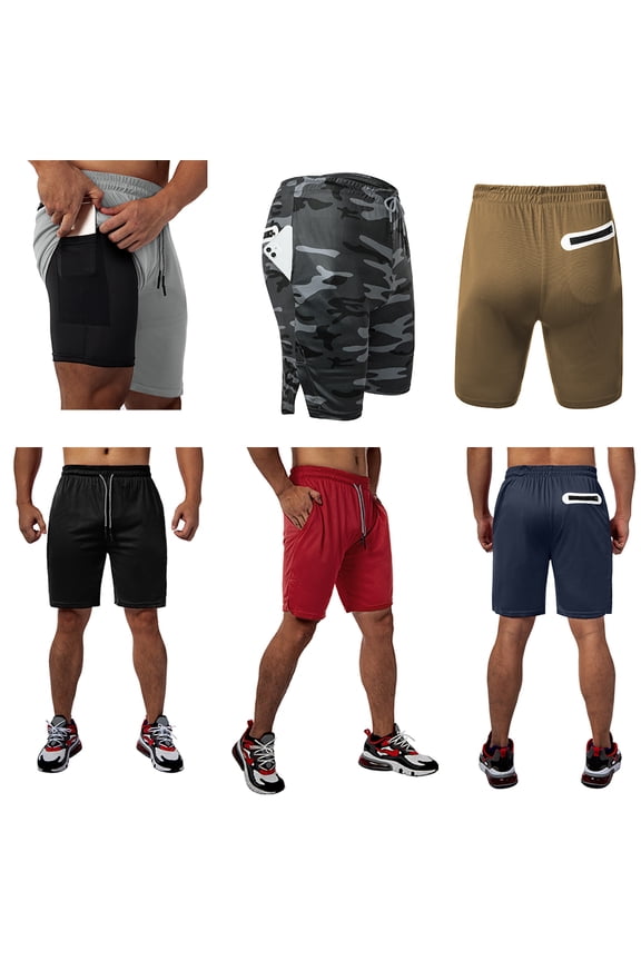 Men's Quick Dry Shorts Summer Gym Sportswear Workout Shorts with Pocket and Adjustable Waist for Running Basketball Training Workout