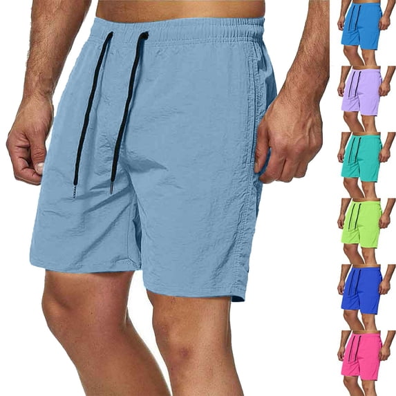 Men's Quick Dry Solid Beach Shorts, Joggers Athletic Swim Trunks, Elastic Waist Drawstring Loose Fit, Lightweight Breathable Moisture Wicking, for Gym Workout Summer | AESTIVO,Green XL