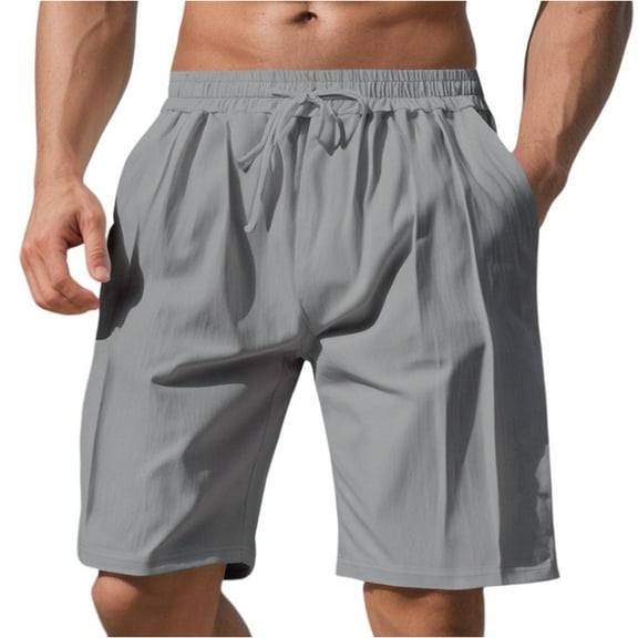 Men's Quick-Dry Summer Sports Shorts, Casual Zippered Multi-Pocket Outdoor Shorts with Breathable Mesh Lining ,Gray M