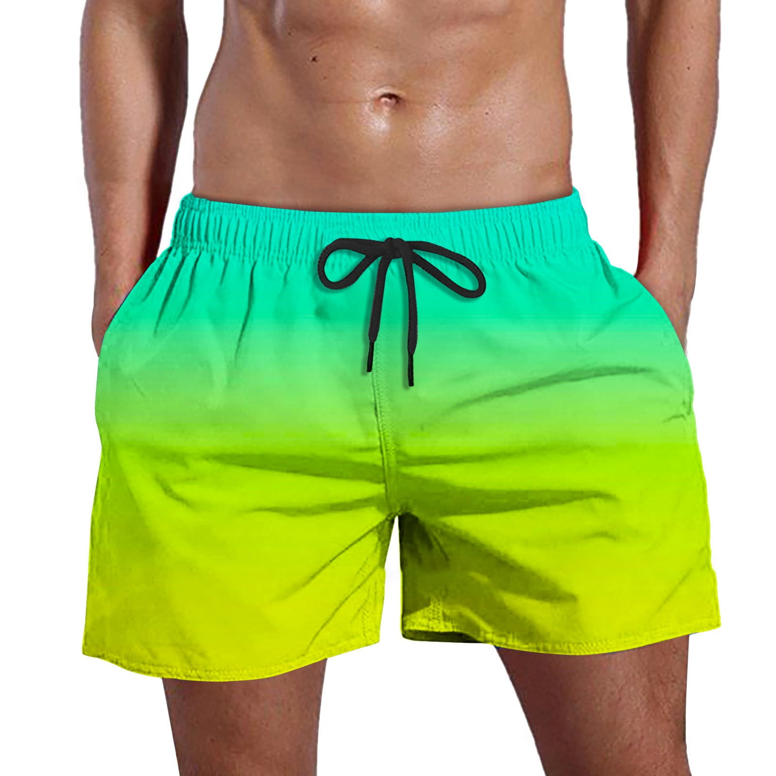 Men's Quick Dry Swim Trunks Gradient Swimsuits Mesh Liner Beach Bathing ...