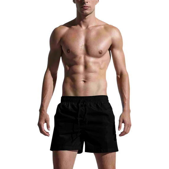 Men's Quick Dry Swim Trunks with Elastic Waistband Breathable Mesh Liner Summer Beach Board Shorts Black 2XL