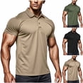 thumbnail image 1 of Men's Quick Dry Tactical Polo Shirt with Short Sleeve, Lightweight Breathable Performance Polo, Short Sleeve UPF 50+ Outdoor Golf Shirt Big and Tall Size S-3XL Khaki, 1 of 8