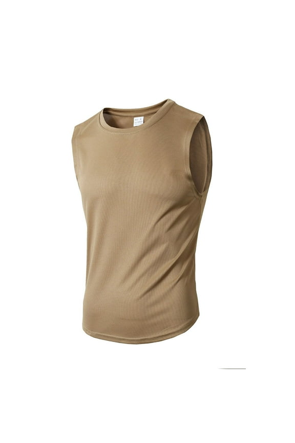 Men's Quick Dry Tank Top Casual Crewneck Sleeveless Gym Workout Bodybuilding Fitness Muscle Tee Shirts Sportswear