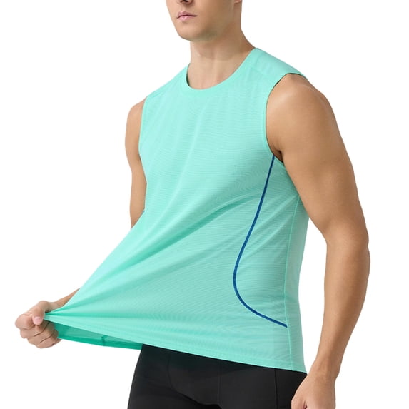 Men's Quick Dry Tech Stretch Active Sleeveless Crewneck Tank Top Workout Shirt Size 2XL Mint Green