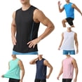 thumbnail image 1 of Men's Quick Dry Tech Stretch Active Sleeveless Crewneck Tank Top Workout Shirt Size 2XL White, 1 of 5