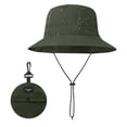 thumbnail image 1 of Men's Quick Dry Waterproof Bucket Hat, Foldable Sun Protection Fisherman Hat, Portable Packable Sun Hat, Outdoor Cycling Cap, Adjustable Chin Strap, Sun Rain Protection - Blackish Green, 1 of 8