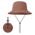 thumbnail image 1 of Men's Quick Dry Waterproof Bucket Hat, Foldable Sun Protection Fisherman Hat, Portable Packable Sun Hat, Outdoor Cycling Cap, Adjustable Chin Strap, Sun Rain Protection - Brick Red, 1 of 8