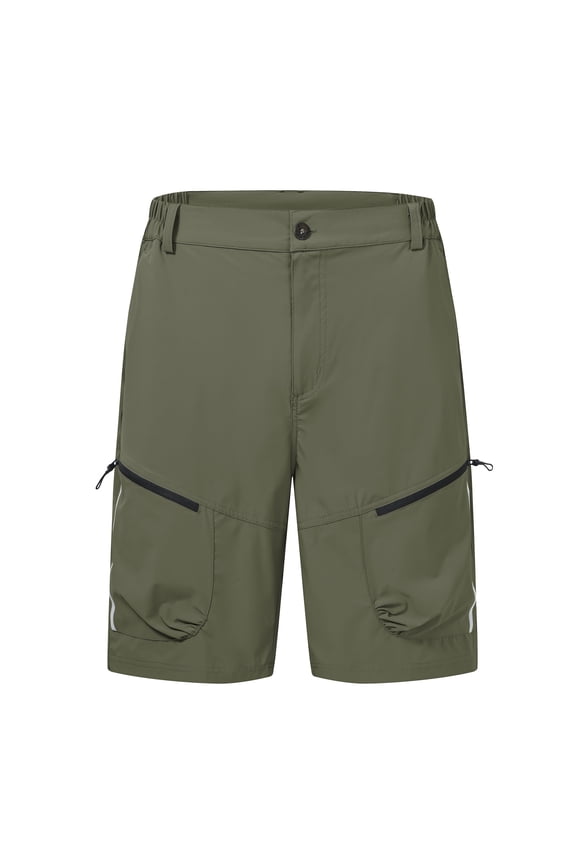 Men's Quick Dry Waterproof Stretch Reflective Stripe Cargo Hiking Shorts with 6 Zipper Pockets 8 Color XS-2XL Armygreen