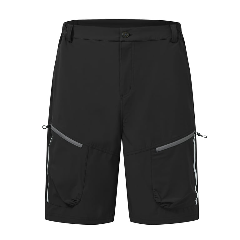 Men s Quick Dry Waterproof Stretch Reflective Stripe Cargo Hiking Shorts with 6 Zipper Pockets 8 Color XS 7XL Black Walmart
