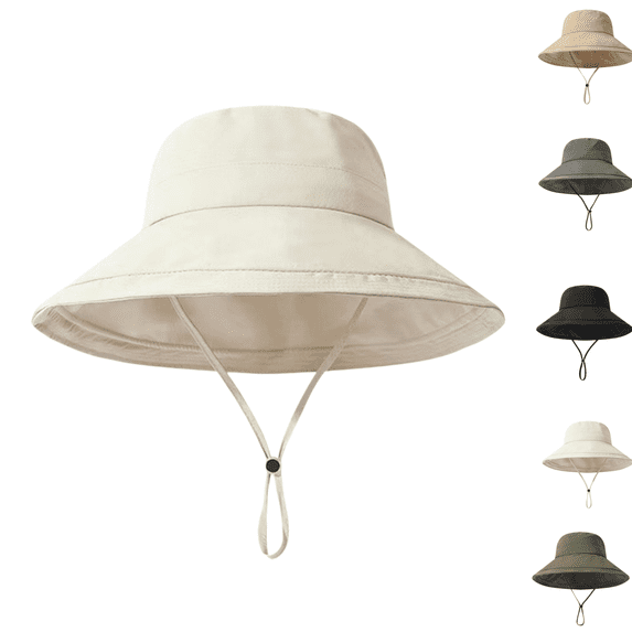 Men's Quick Dry Wide Brim Bucket Hat UPF 50+ UV Protection Retro Classic Solid Color Sun Hat for Hiking Fishing Beige