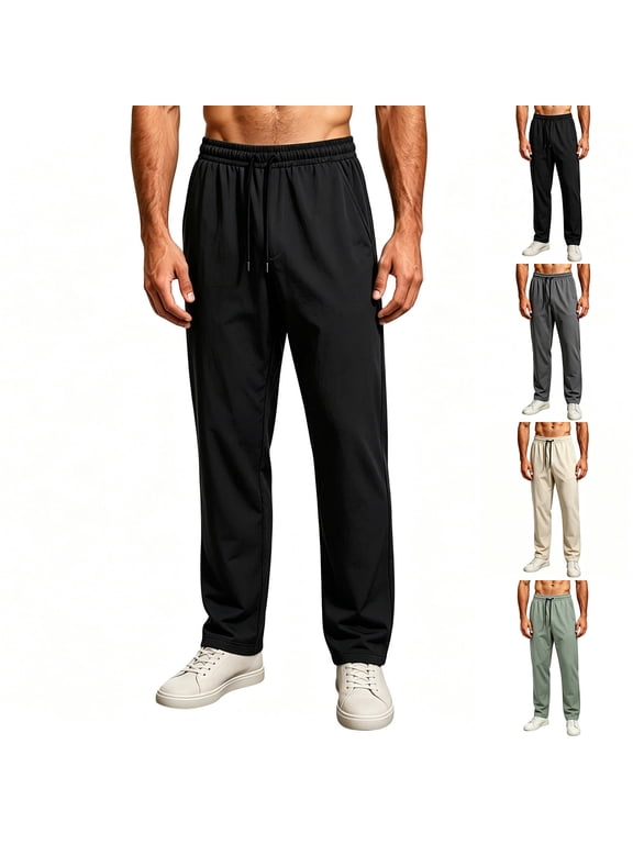 Men's Quick Dry Workout Athletic Pants Elastic Waist Lightweight with Pockets Gym Workout Running