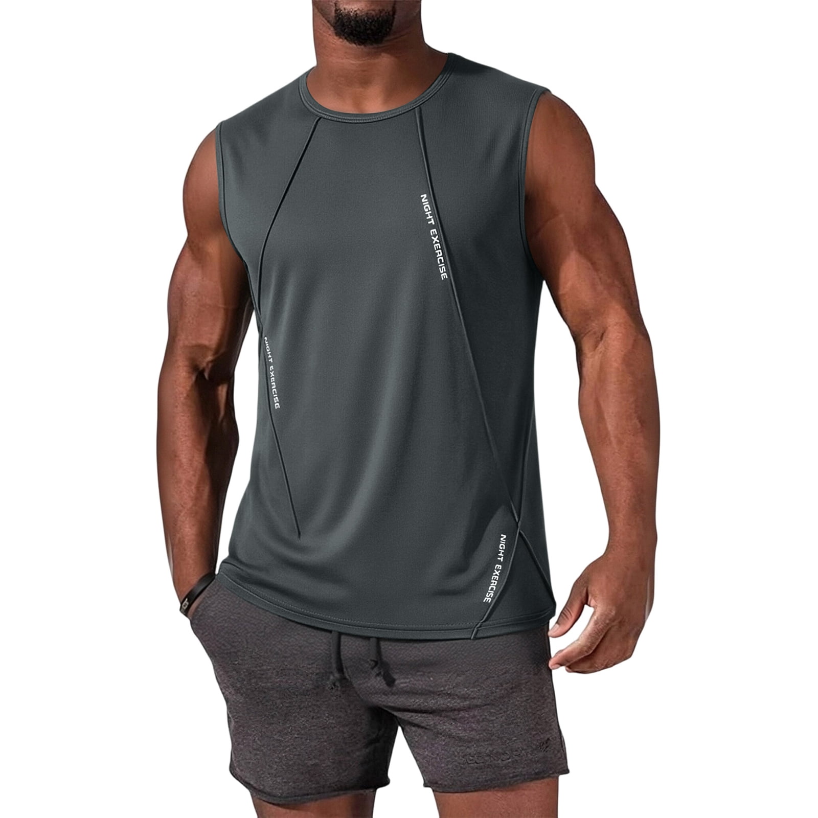 Men's Quick Dry Workout Tank Top with a Crew Neck, Fitted Sleeveless ...