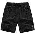 thumbnail image 1 of Men's Quick-Dry Zipper Pockets Athletic Shorts, Black, XLarge, 1 of 3