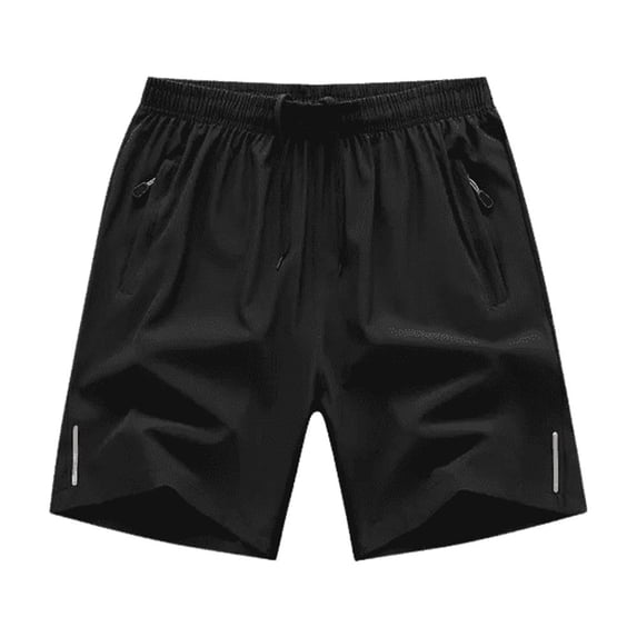 Men's Quick-Dry Zipper Pockets Athletic Shorts, Black, XLarge