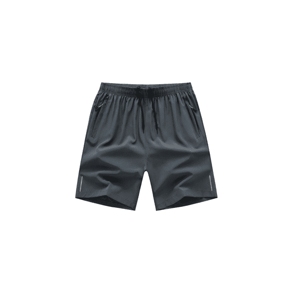 Men's Quick-Dry Zipper Pockets Athletic Shorts, Gray, XLarge