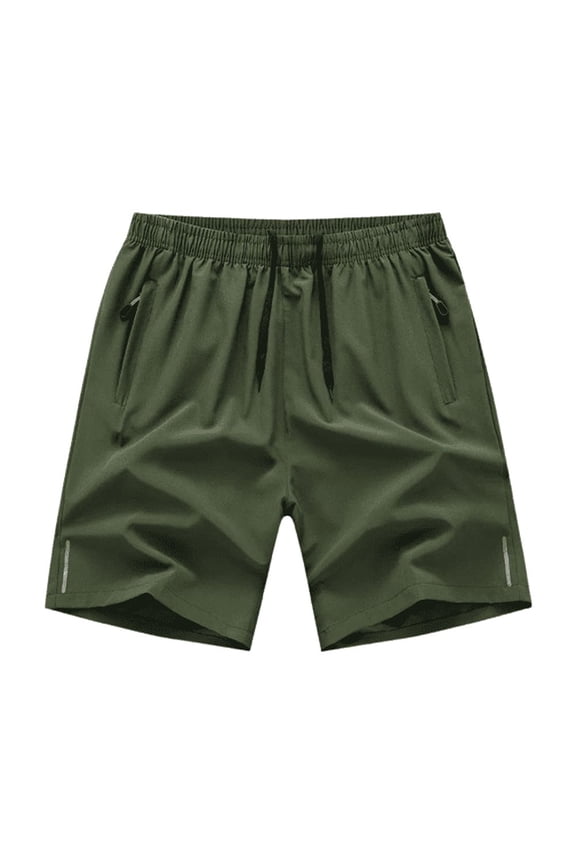 Men's Quick-Dry Zipper Pockets Athletic Shorts, Green, Large