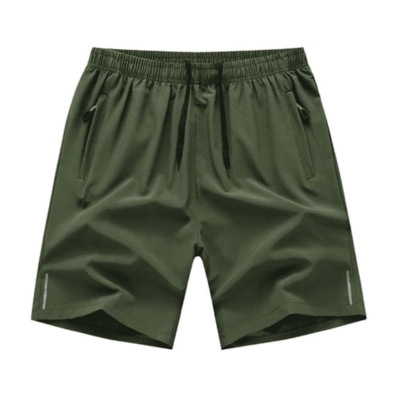 Men's Quick-Dry Zipper Pockets Athletic Shorts, Green, Medium