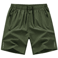 thumbnail image 1 of Men's Quick-Dry Zipper Pockets Athletic Shorts, Green, Medium, 1 of 3
