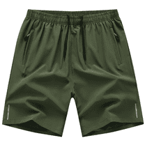 Men's Quick-Dry Zipper Pockets Athletic Shorts, Green, Medium