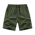 thumbnail image 1 of Men's Petite Fit Quick-Dry Zipper Pockets Athletic Shorts, Green, Medium, 1 of 6